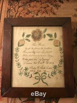Two 19th Century Antique Painting Fraktur Poems From 1819 Early American
