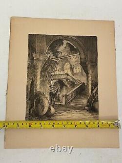 Vintage Al Wettel Sketch Etch Lithographic Print Signed Mexican 12x10 withPoem