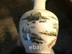 Vintage Chinese POETRY art VASE hand painted Asia Ceramic Art