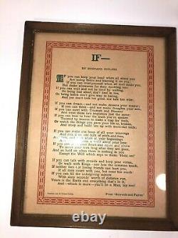 Vintage Classic Poem Rudyard Kipling IF In old Frame See pics, make offer