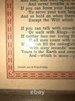 Vintage Classic Poem Rudyard Kipling IF In old Frame See pics, make offer