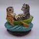 Vintage Halcyon Days The Owl And The Pussy Cat Enamel Trinket Box Free S&h Ae