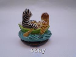 Vintage Halcyon Days The Owl And The Pussy Cat Enamel Trinket Box Free S&h Ae