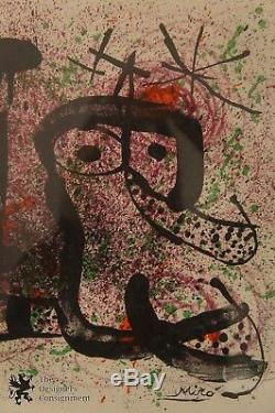 Vintage Joan Miro Poems a la Main Lithograph Print Color COA Signed in Stone