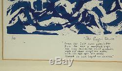Vintage Screenprint w Handwritten Poem The Eagles Dance Signed Fried