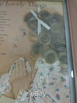 Vtg Mourning Hair Art Girl Blonde Locks of Curls Cloth PJs Dated 1949 with Poem