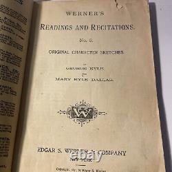 Werners Readings & Recitations #3 Character Sketches 1891 Paperback Book Antique