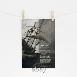 William Ernest Henley Poem Invictus Ship in Storm #2 Poster Print Art Photo