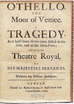 William SHAKESPEARE. Othello, The Moor of Venice. A Tragedy 1695 SIXTH EDITION