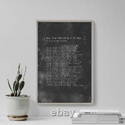 William Shakespeare Poem All The Worlds A Stage Grit Poster, Print, Painting
