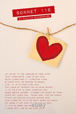 William Shakespeare Poem Sonnet 116 Hearts on String Poster Art Print Gift