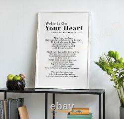 Write It On Your Heart Ralph Waldo Emerson Wall Art Poem Prints Decor Art -P896